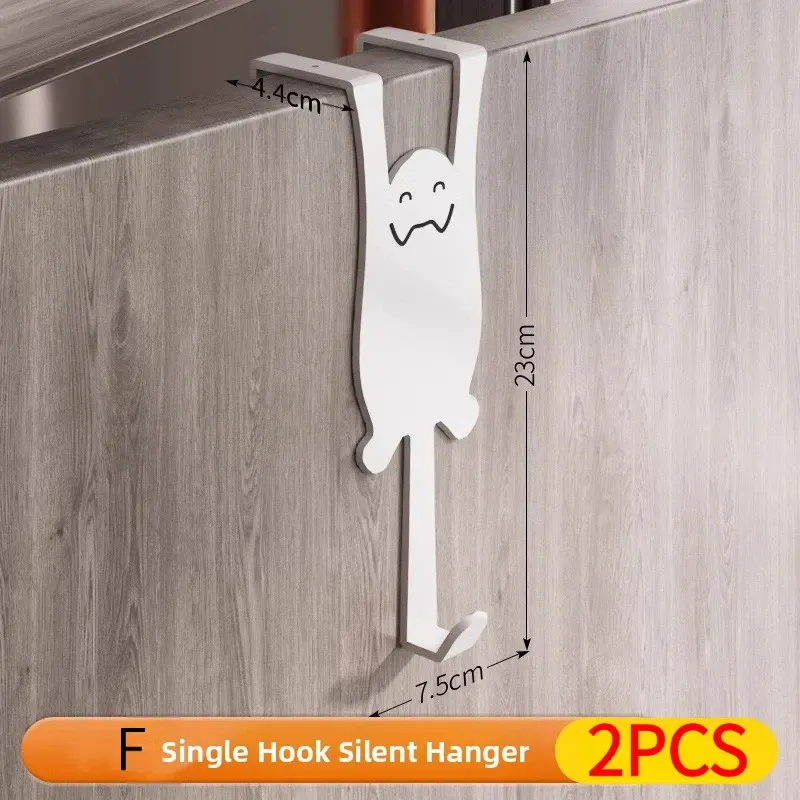 Crochet de porte sans perçage, support de rangement pour armoire de cuisine, porte-vêtements suspendu et rangement pour vêtements et bonnets 19
