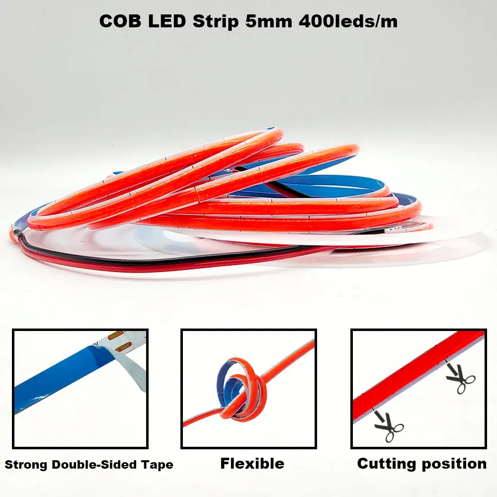 Ruban LED COB flexible sous différentes teintes