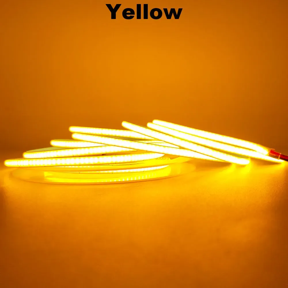 Bande LED COB 12V 24V 5 mm/8 mm PCB 400/480 LED/m flexible, rouge/vert/bleu/rose/bleu glacé/jaune, pour la décoration intérieure 11