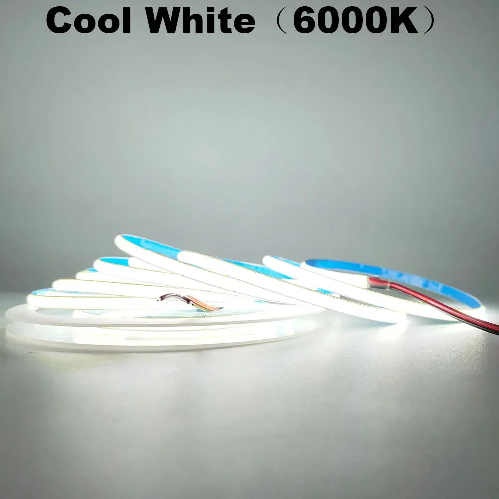 Bande LED COB 12V 24V 5 mm/8 mm PCB 400/480 LED/m flexible, rouge/vert/bleu/rose/bleu glacé/jaune, pour la décoration intérieure 13