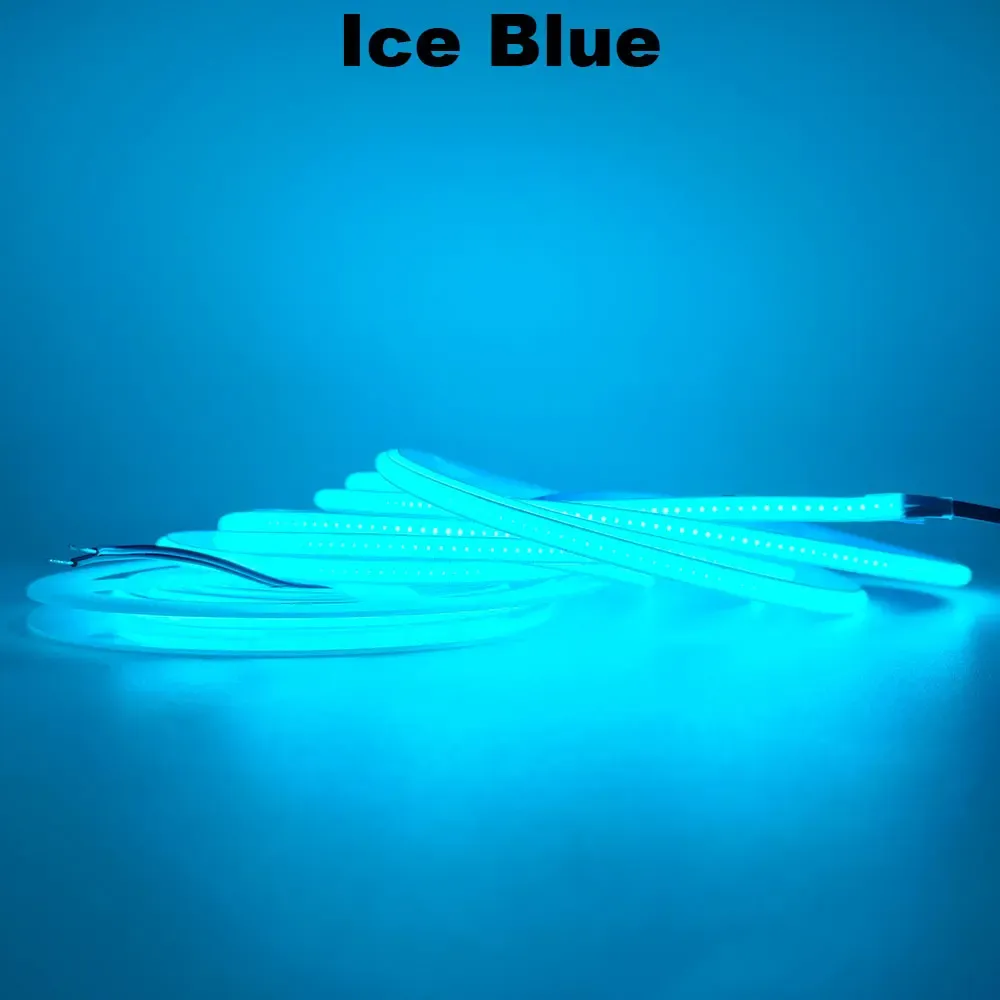 Bande LED COB 12V 24V 5 mm/8 mm PCB 400/480 LED/m flexible, rouge/vert/bleu/rose/bleu glacé/jaune, pour la décoration intérieure 7