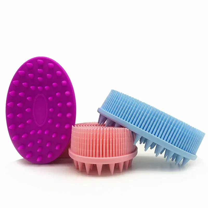 Brosse de bain en silicone souple pour douche, exfoliante, adaptée aux bébés et aux adultes, brosse de massage pour le cuir chevelu 5