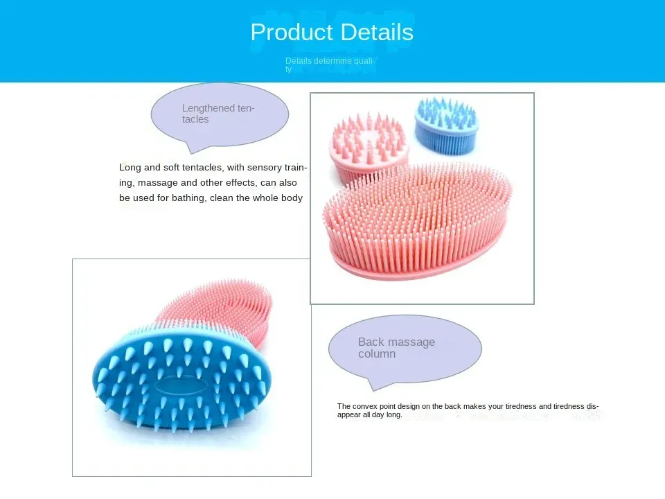 Détail des picots de la brosse en silicone