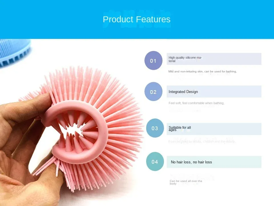 Brosse de bain en silicone dans un cadre de salle de bain