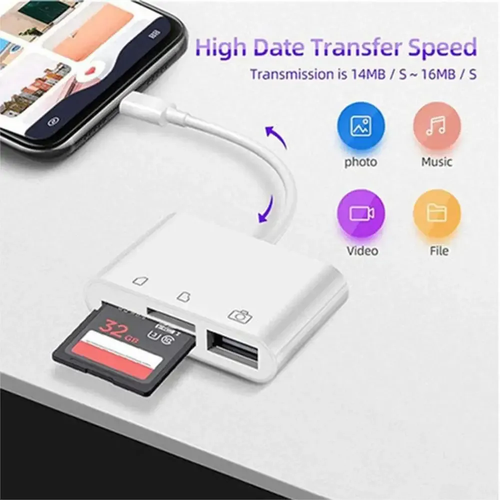 Adaptateur lecteur de cartes USB 3.0 haute vitesse 3-en-1 pour PC et ordinateur portable, avec connecteurs USB/Type-C, SD et TF 3