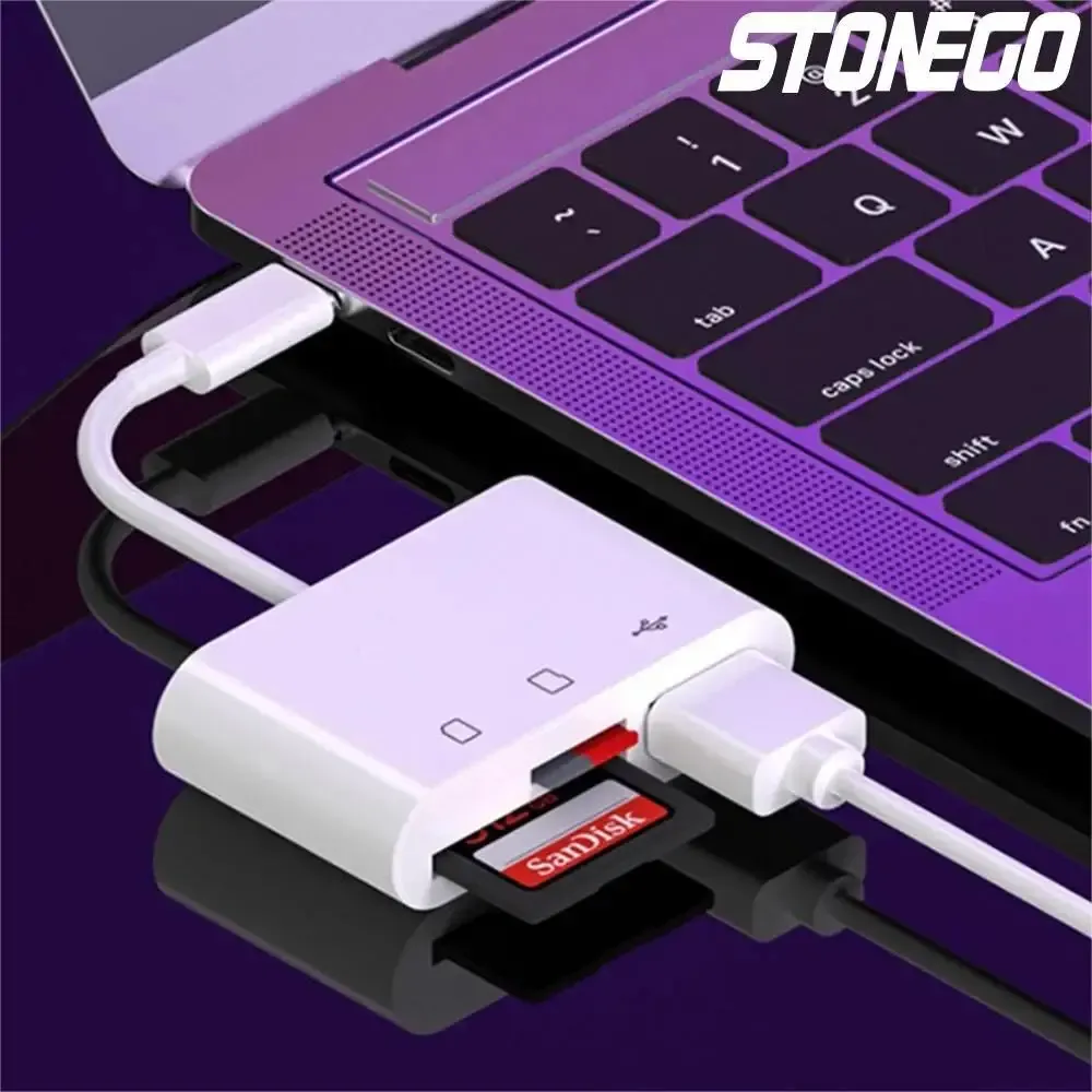 Adaptateur lecteur de cartes USB 3.0 haute vitesse 3-en-1 pour PC et ordinateur portable, avec connecteurs USB/Type-C, SD et TF 4