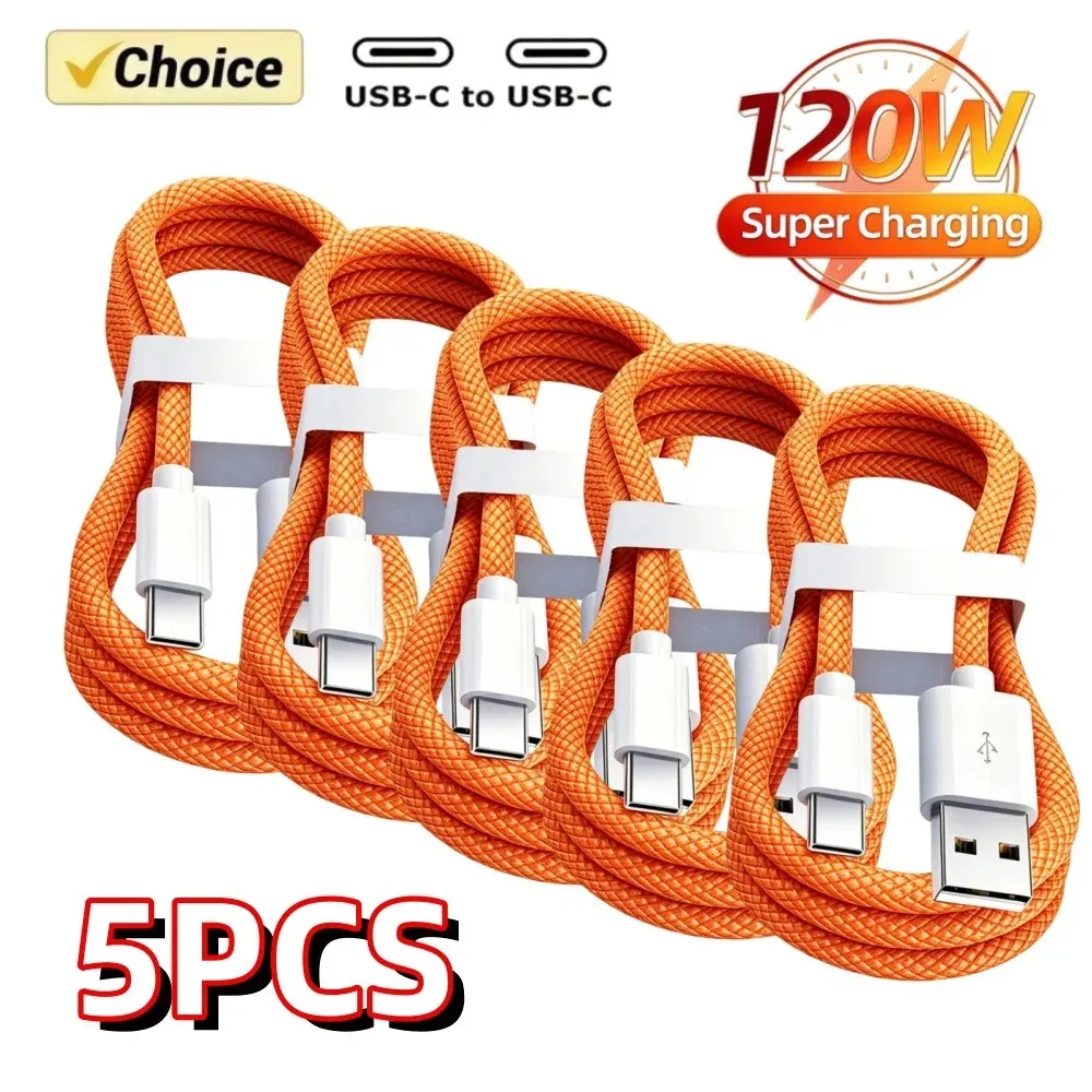 Câble USB-A vers USB-C 240 W, lot de 5, charge rapide, compatible iPhone 15, 16 et 17, Samsung, Huawei, Xiaomi et autres 1