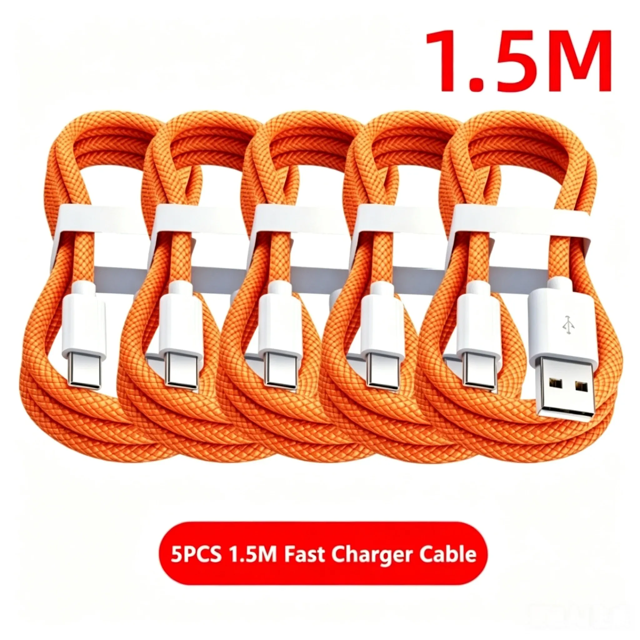 Câble USB-A vers USB-C 240 W, lot de 5, charge rapide, compatible iPhone 15, 16 et 17, Samsung, Huawei, Xiaomi et autres 13