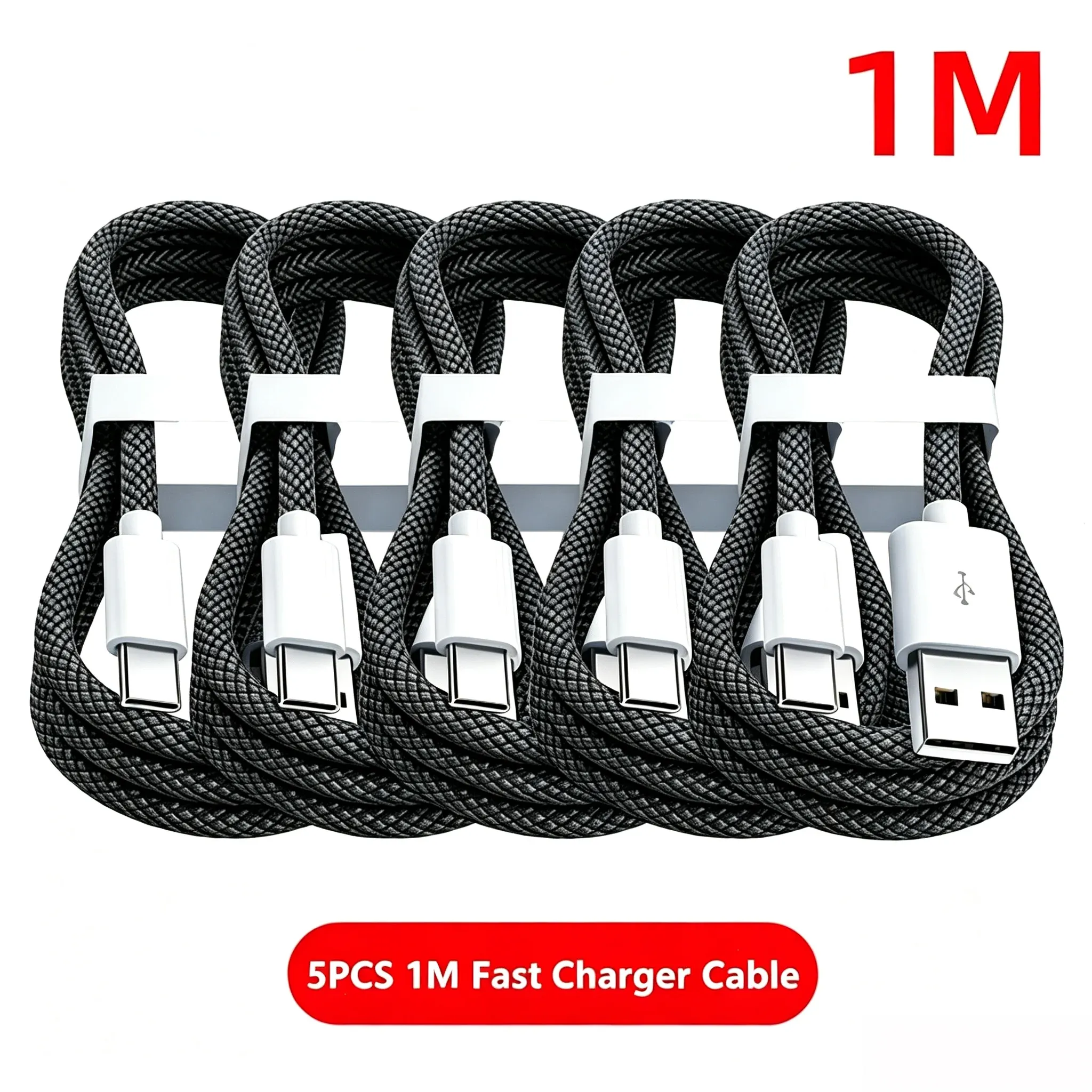 Câble USB-A vers USB-C 240 W, lot de 5, charge rapide, compatible iPhone 15, 16 et 17, Samsung, Huawei, Xiaomi et autres 17