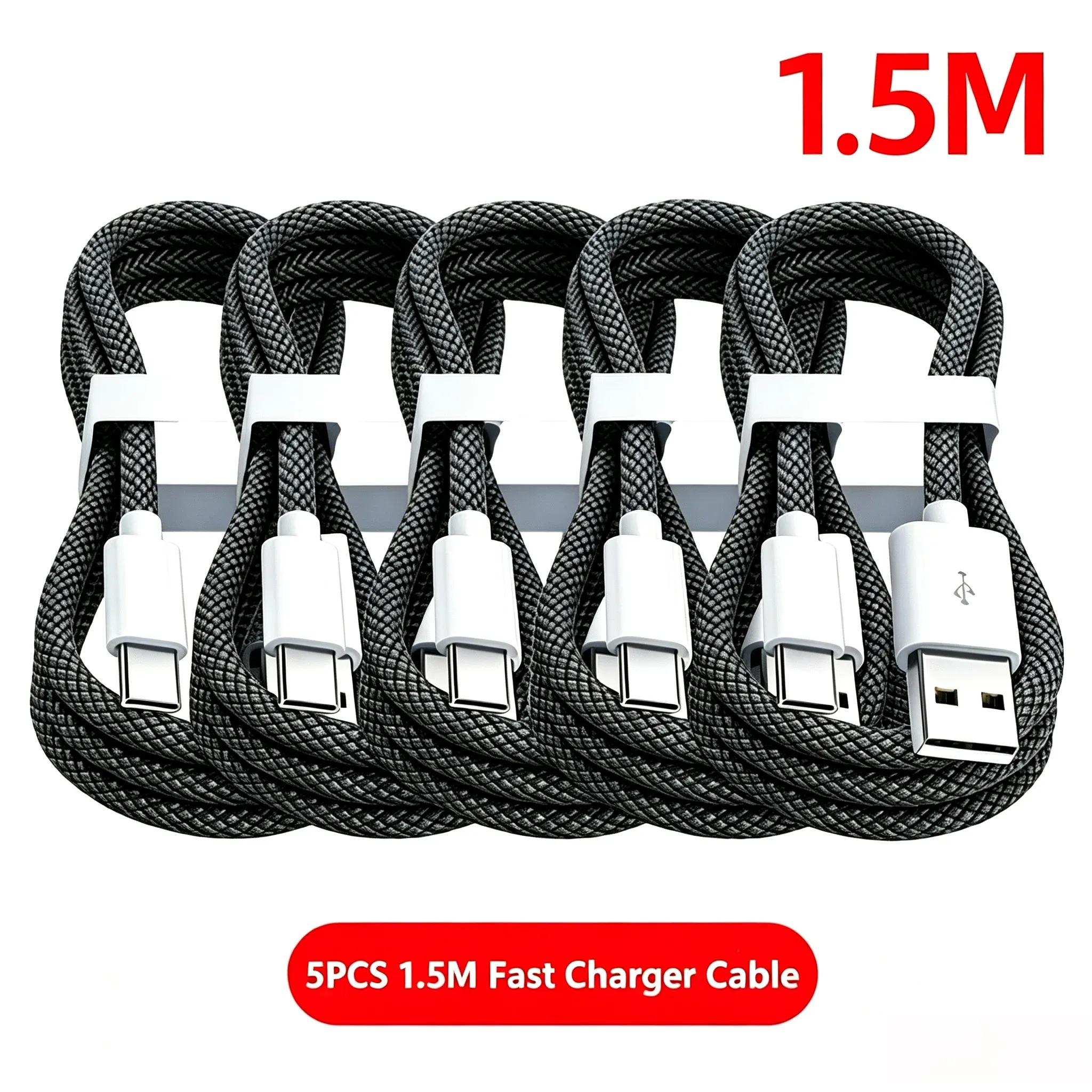 Câble USB-A vers USB-C 240 W, lot de 5, charge rapide, compatible iPhone 15, 16 et 17, Samsung, Huawei, Xiaomi et autres 8