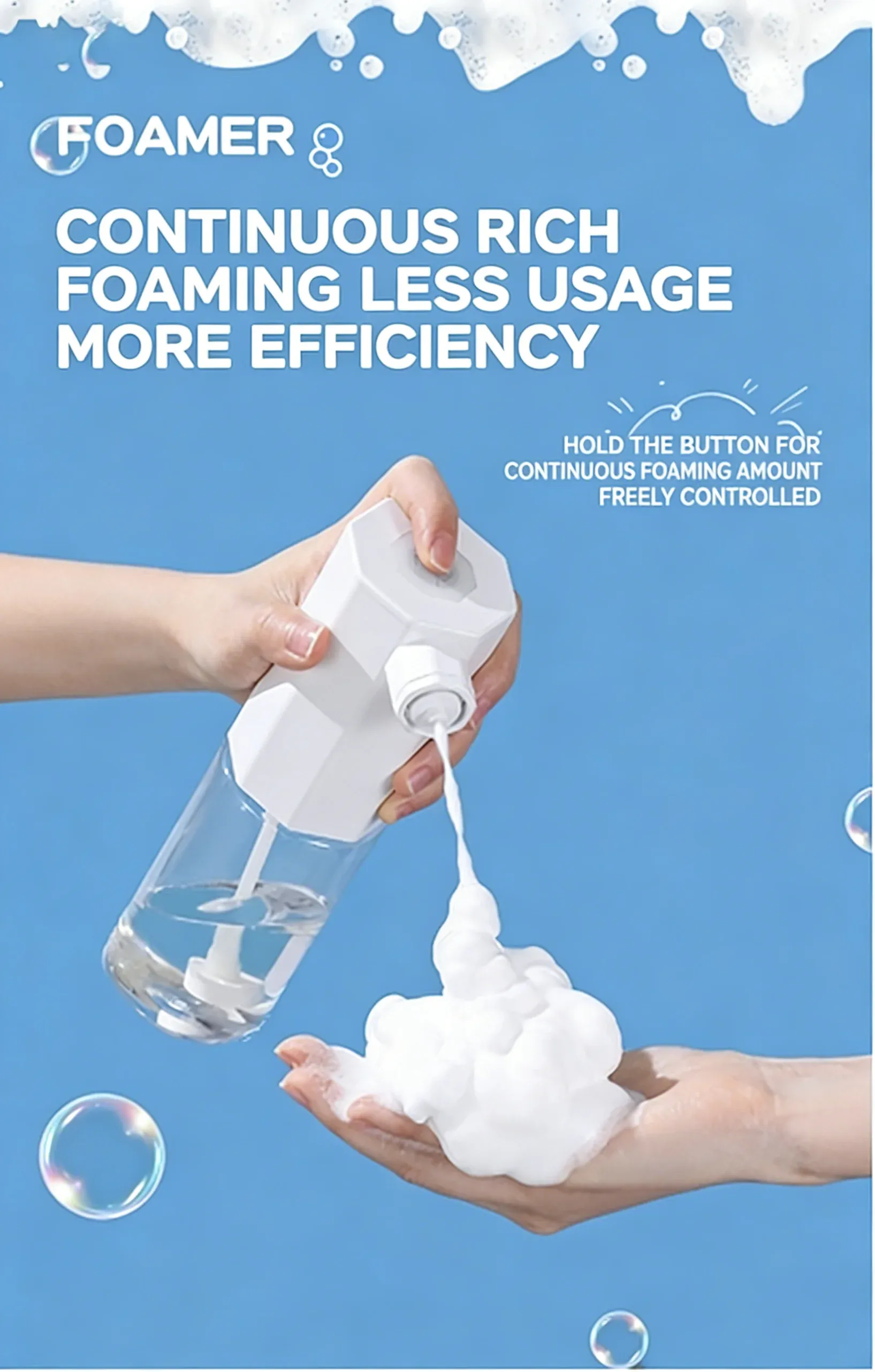 Distributeur automatique de mousse électrique pour shampoing, gel douche et nettoyant visage 3