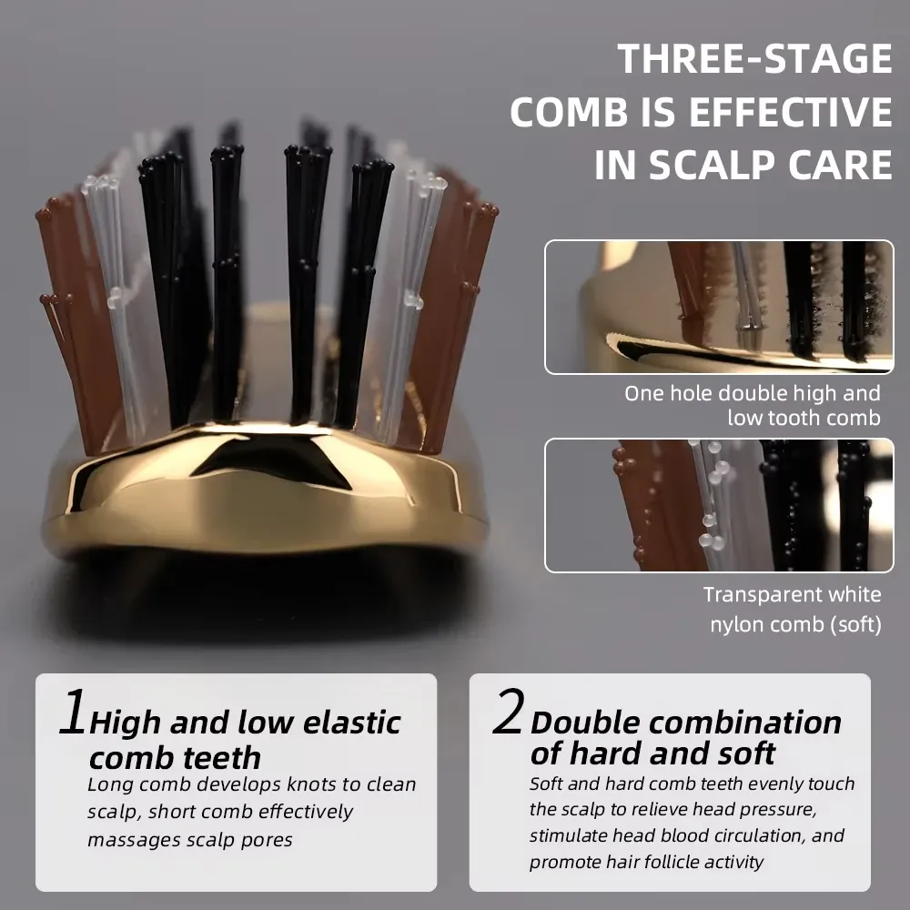 Brosse de massage du cuir chevelu japonaise Premium, démêlante et humide, or rose 5