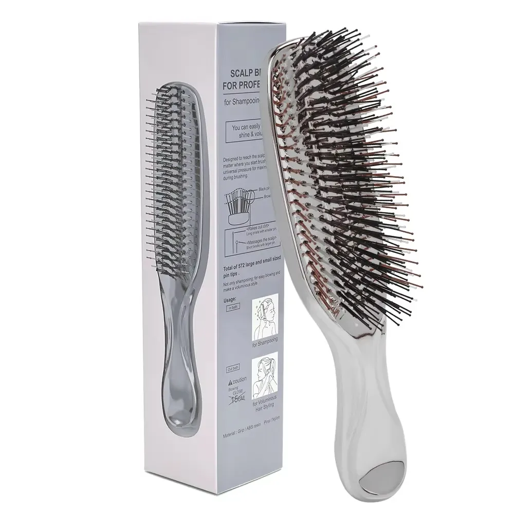 Brosse de massage du cuir chevelu japonaise Premium, démêlante et humide, or rose 14