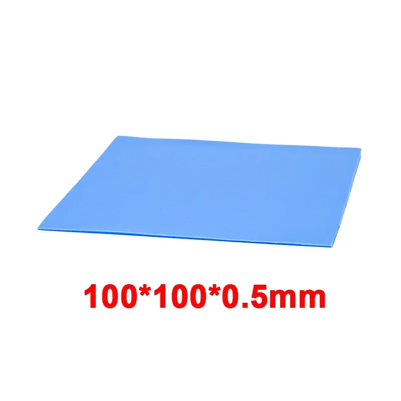 Coussin thermique en silicone bleu conducteur, lot de 100 pièces, 100 x 100 mm, épaisseurs 0,5 mm et 1 mm, pour CPU et GPU 9