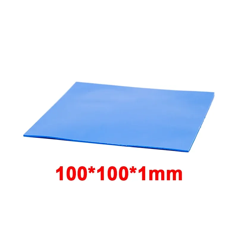 Coussin thermique en silicone bleu conducteur, lot de 100 pièces, 100 x 100 mm, épaisseurs 0,5 mm et 1 mm, pour CPU et GPU 7