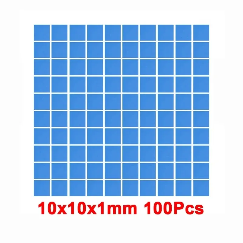 Coussin thermique en silicone bleu conducteur, lot de 100 pièces, 100 x 100 mm, épaisseurs 0,5 mm et 1 mm, pour CPU et GPU 14