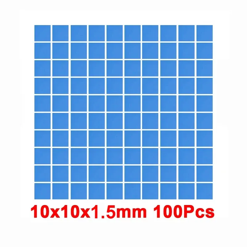 Coussin thermique en silicone bleu conducteur, lot de 100 pièces, 100 x 100 mm, épaisseurs 0,5 mm et 1 mm, pour CPU et GPU 12