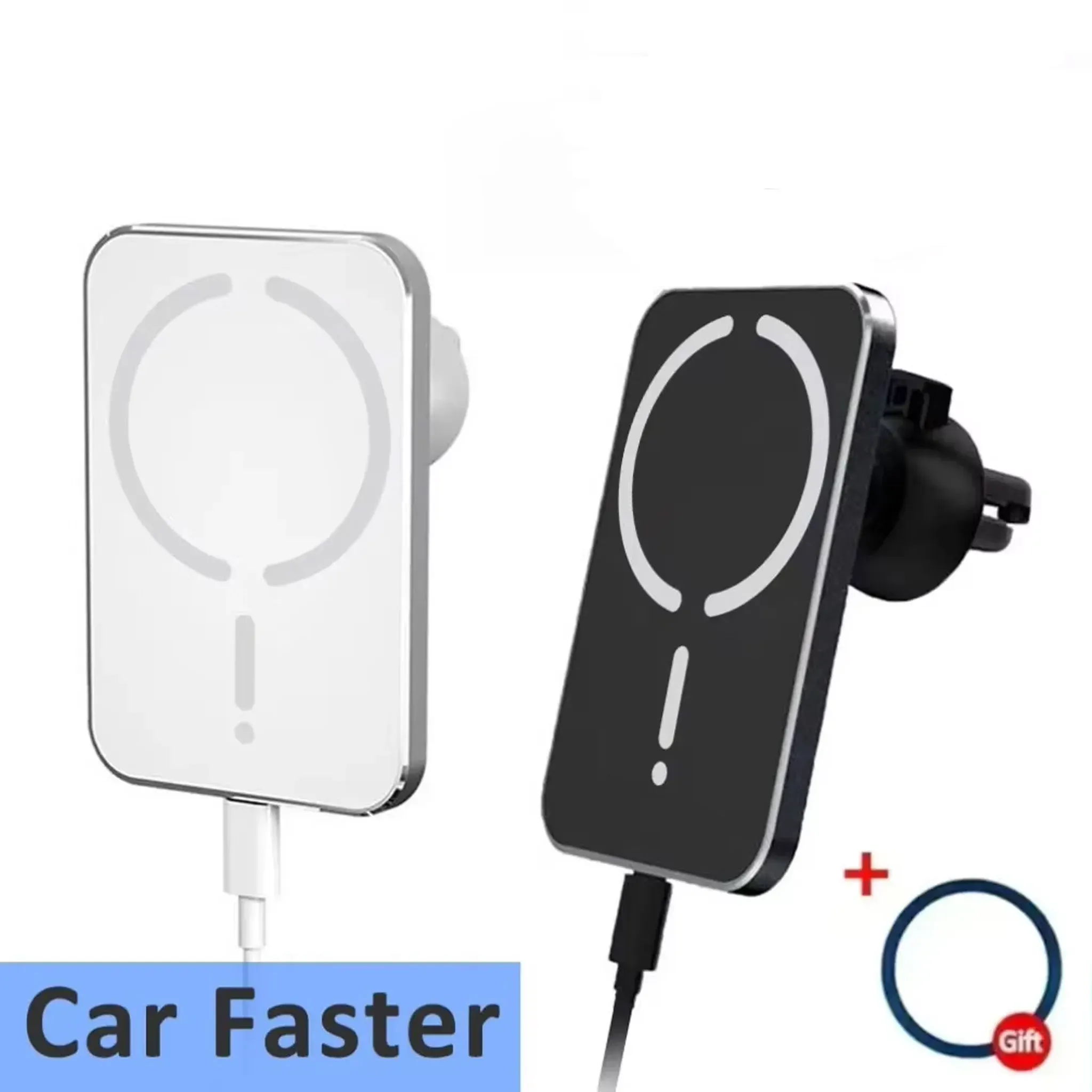 Support magnétique de téléphone pour voiture avec chargeur sans fil 15W à charge rapide, fixation sur grille d'aération, compatible MagSafe iPhone 16, 15, 14, 13, 12, XS et 11 (Pro Max inclus)
