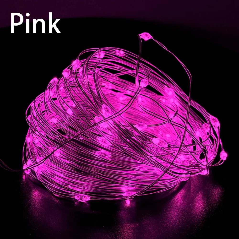 Guirlande lumineuse sur plante verte