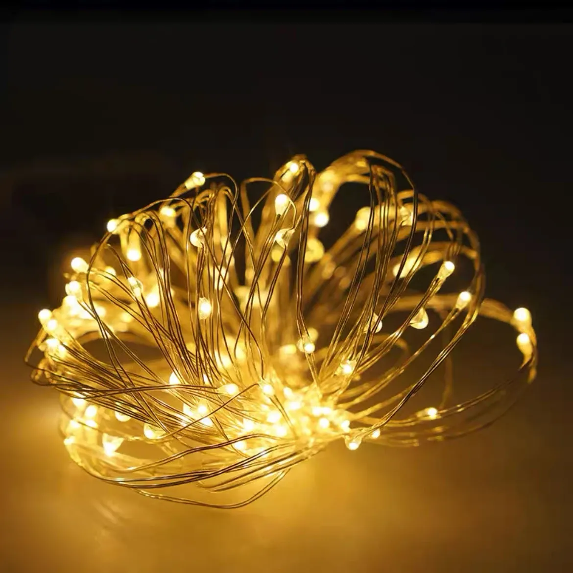 Guirlande lumineuse féérique à piles sur fil de cuivre, décoration de table pour mariage et fêtes de Noël 12