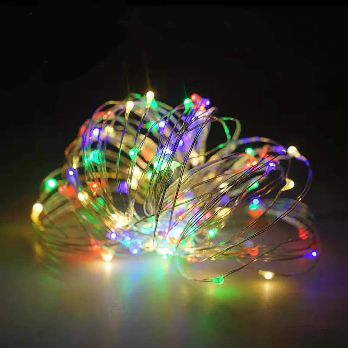 Guirlande lumineuse féérique à piles sur fil de cuivre, décoration de table pour mariage et fêtes de Noël 11