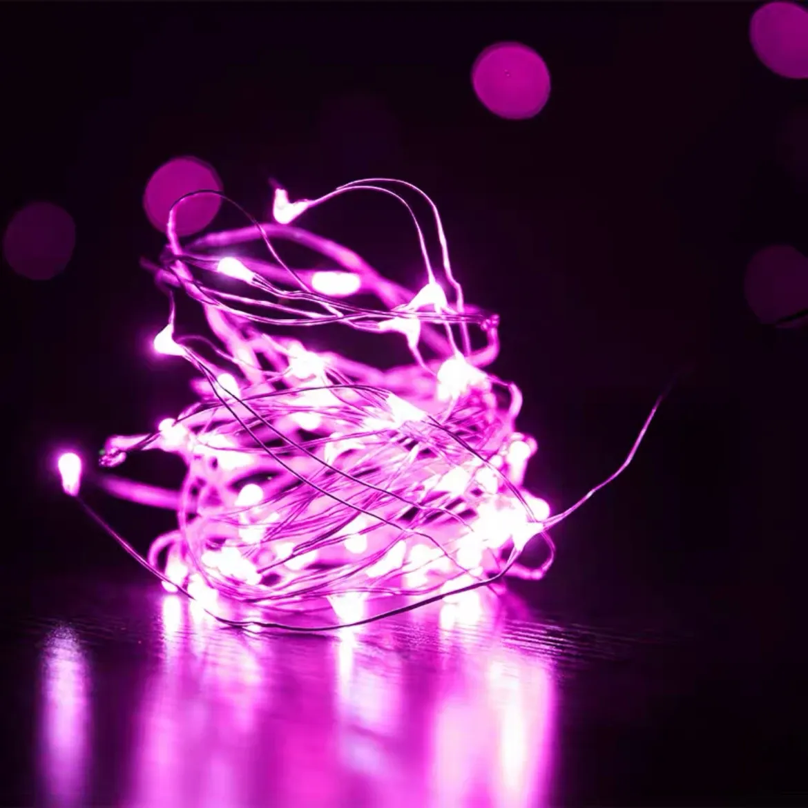Guirlande lumineuse féérique à piles sur fil de cuivre, décoration de table pour mariage et fêtes de Noël 7