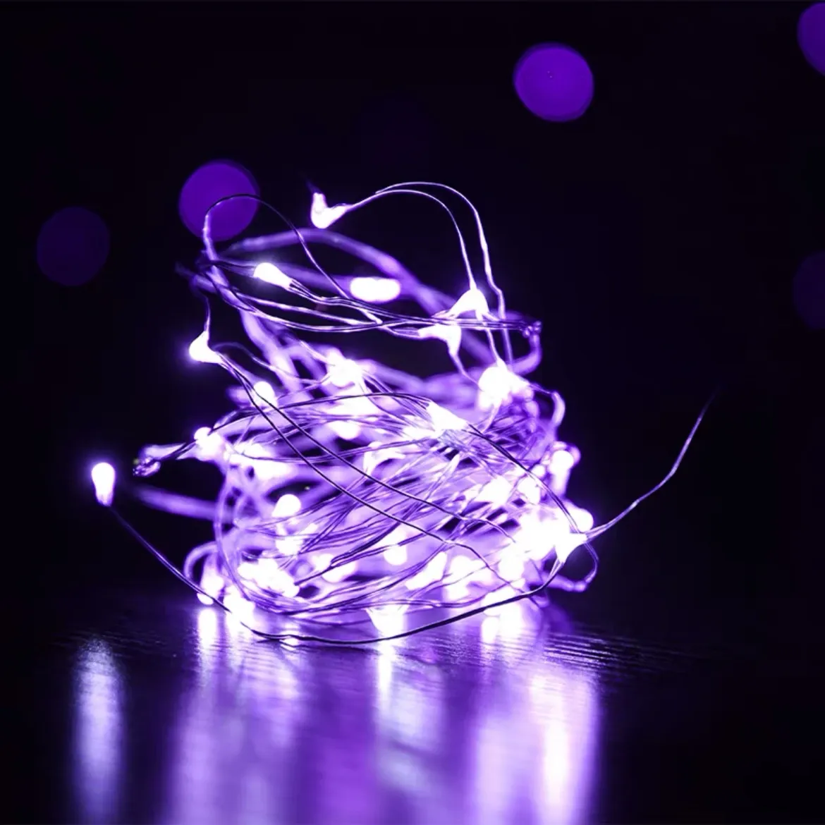 Guirlande lumineuse féérique à piles sur fil de cuivre, décoration de table pour mariage et fêtes de Noël 8