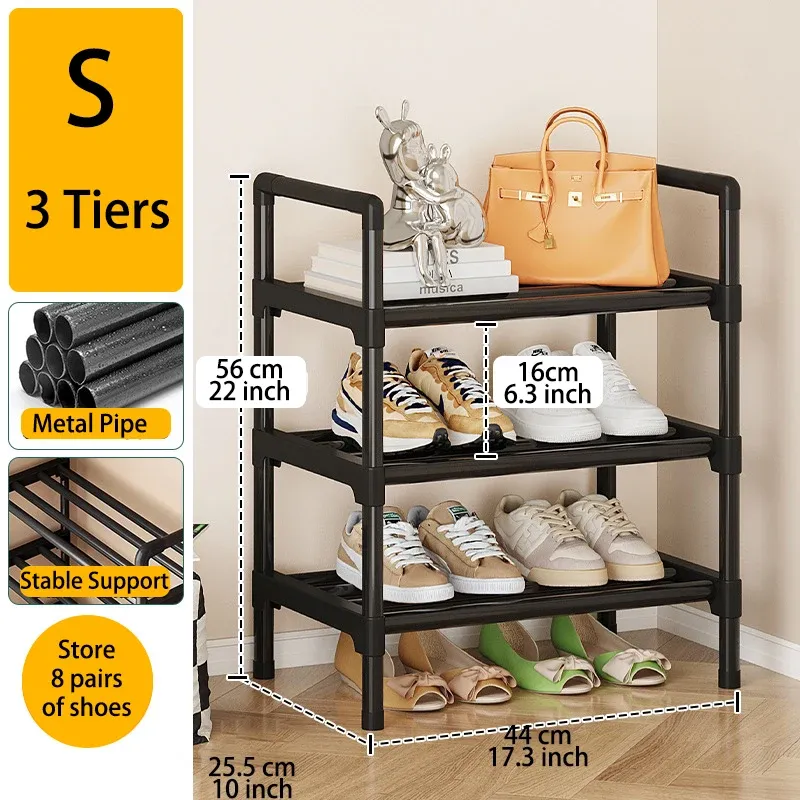 Étagère à chaussures en métal à plusieurs niveaux, grande capacité, pour entrée, placard, garage et salon 9