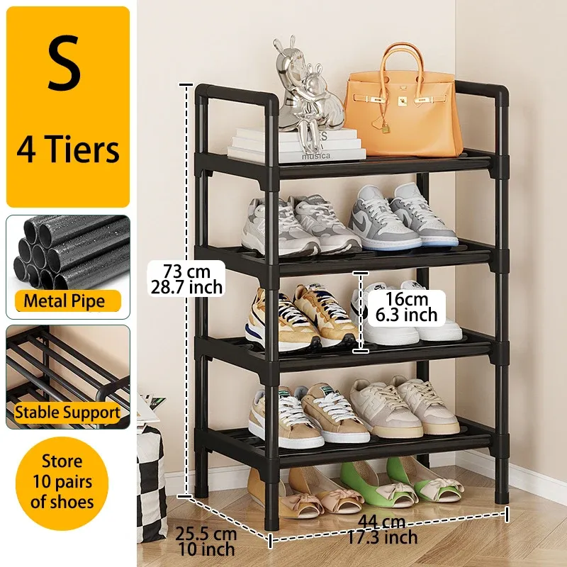 Étagère à chaussures en métal à plusieurs niveaux, grande capacité, pour entrée, placard, garage et salon 7