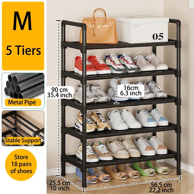 Étagère à chaussures en métal à plusieurs niveaux, grande capacité, pour entrée, placard, garage et salon 13