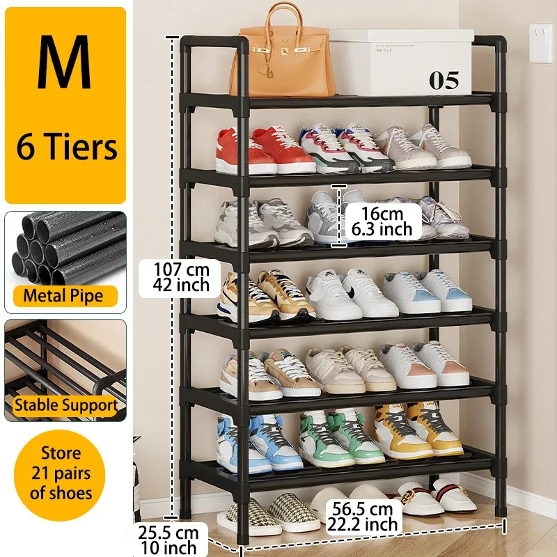 Étagère à chaussures en métal à plusieurs niveaux, grande capacité, pour entrée, placard, garage et salon 10