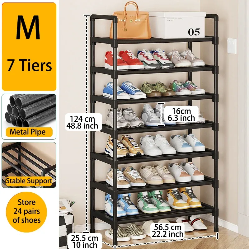 Étagère à chaussures en métal à plusieurs niveaux, grande capacité, pour entrée, placard, garage et salon 11