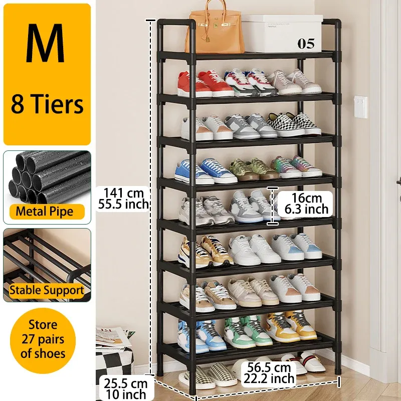 Étagère à chaussures en métal à plusieurs niveaux, grande capacité, pour entrée, placard, garage et salon 15