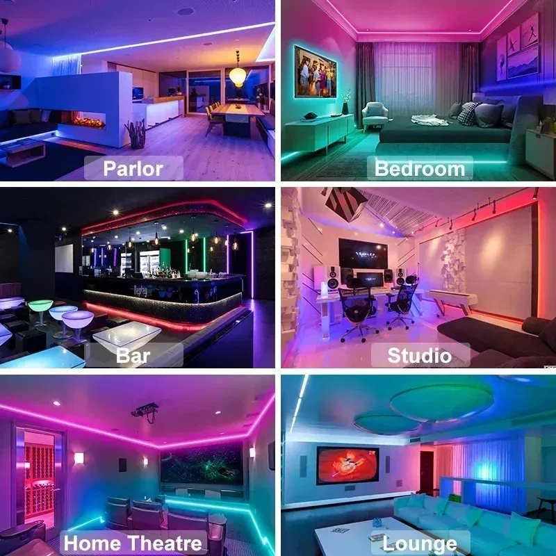 Bande lumineuse LED USB flexible RVB 5050 pour décoration de chambre et rétroéclairage TV 6