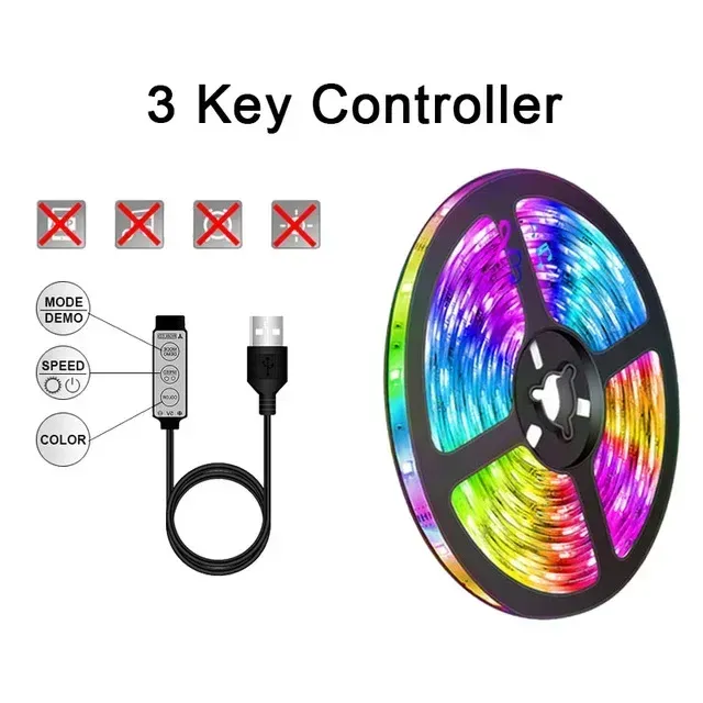 Bande lumineuse LED USB flexible RVB 5050 pour décoration de chambre et rétroéclairage TV 10