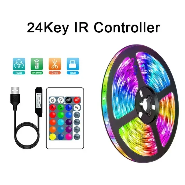Bande lumineuse LED USB flexible RVB 5050 pour décoration de chambre et rétroéclairage TV 9