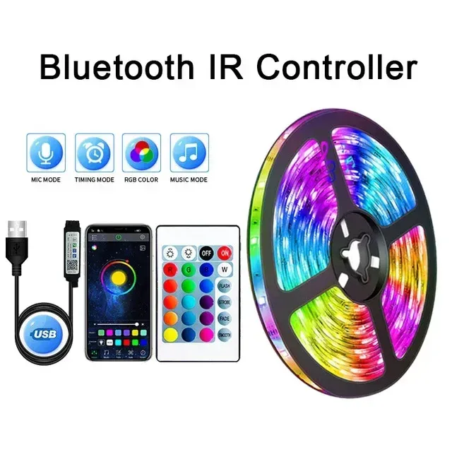 Bande lumineuse LED USB flexible RVB 5050 pour décoration de chambre et rétroéclairage TV 8