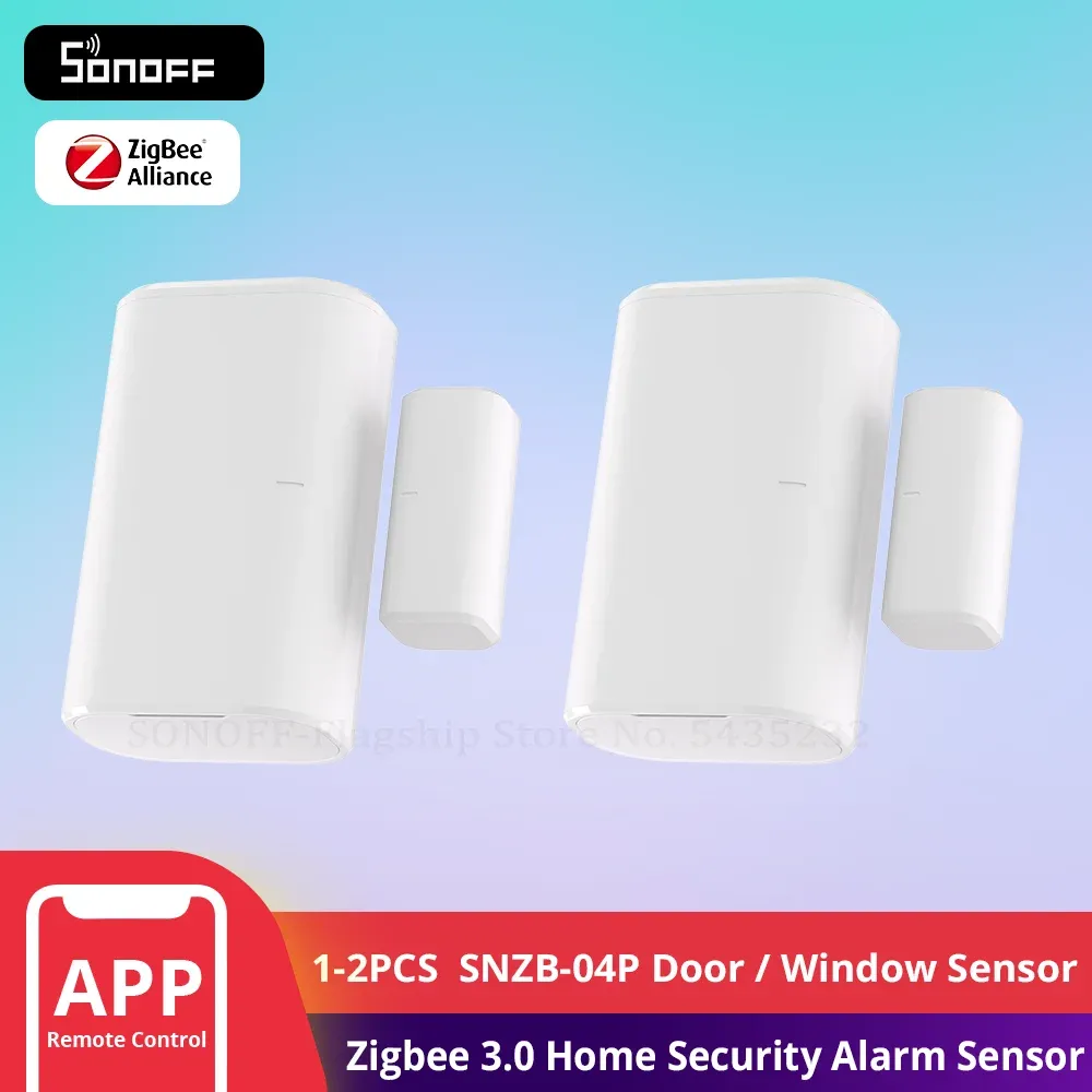 SONOFF SNZB-04P Capteur de porte et fenêtre Zigbee, alarme de sécurité domestique, scénarios intelligents locaux, compatible Alexa, Google Home et ZHA, lot de 1 ou 2