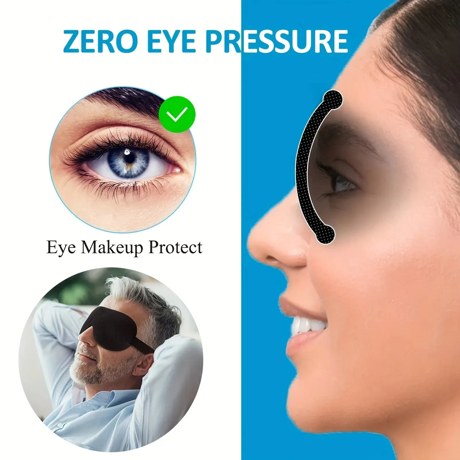Masque de sommeil unisexe 3D bloquant la lumière en polyester confortable, idéal pour les dormeurs sur le dos et sur le côté 2