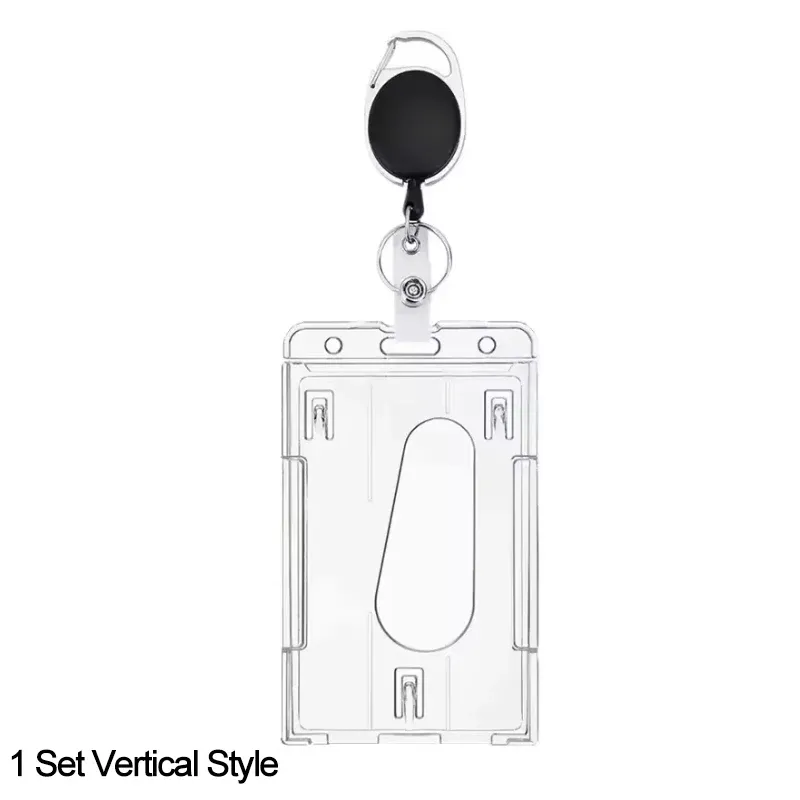 Porte-badge rétractable avec enrouleur, étui pour permis de travail à double fente pour carte et protège-badge d'identification, lot de 1 ou 5 pièces 11