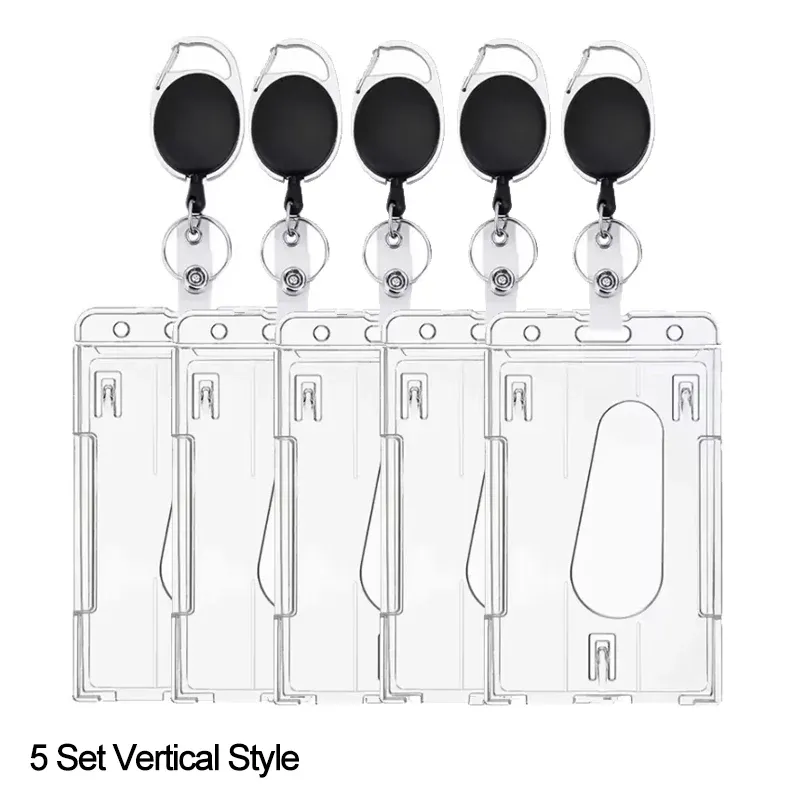 Porte-badge rétractable avec enrouleur, étui pour permis de travail à double fente pour carte et protège-badge d'identification, lot de 1 ou 5 pièces 10