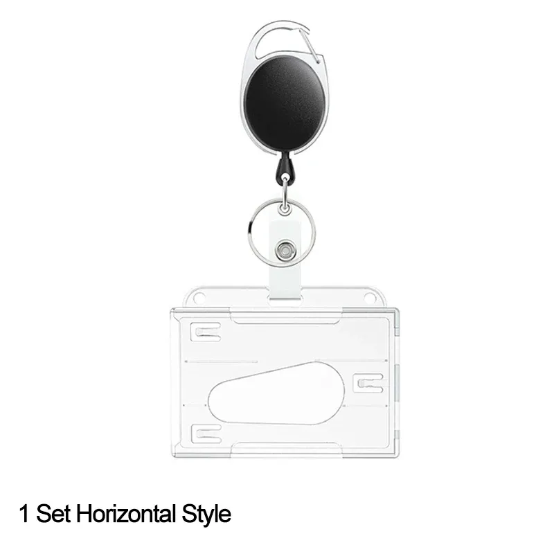 Porte-badge rétractable avec enrouleur, étui pour permis de travail à double fente pour carte et protège-badge d'identification, lot de 1 ou 5 pièces 15