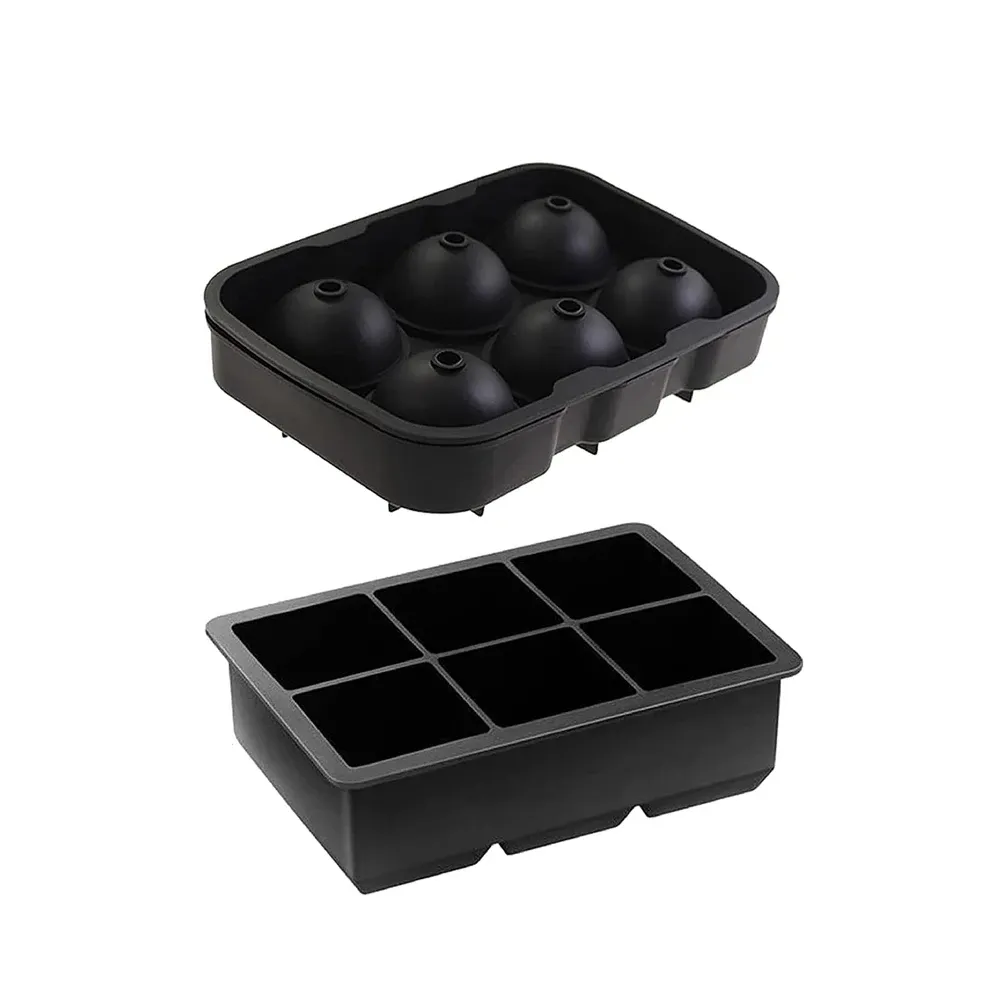 Moule à glaçons en silicone carré et rond, grande boule, 4 et 6 cavités, pour congélateur, idéal pour boissons 10