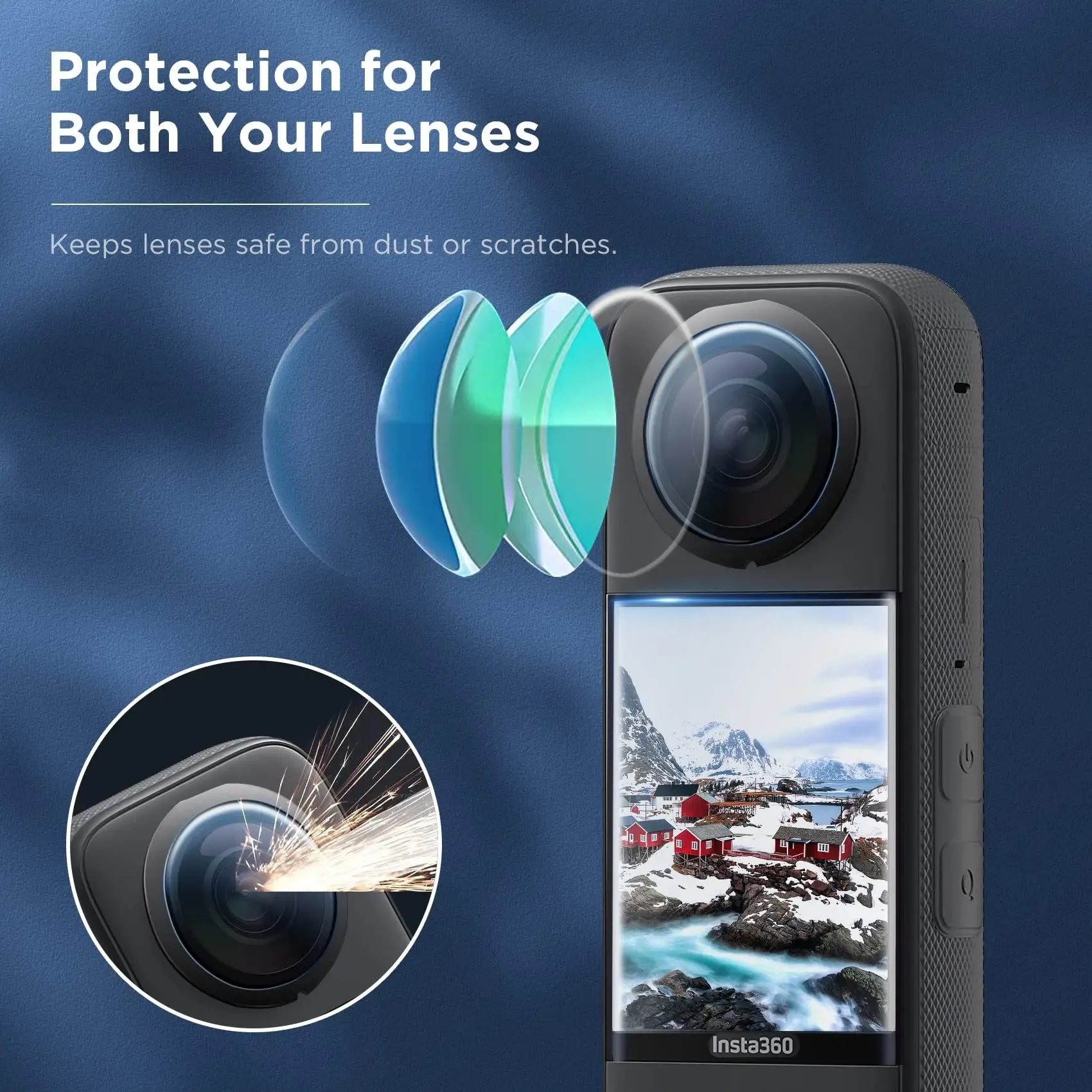 Ensemble d'accessoires pour Insta360 X3, X4 et X5 : protège-objectif, protège-écran, sac de rangement, étui en silicone, capuchon d'objectif et cadre de protection 2