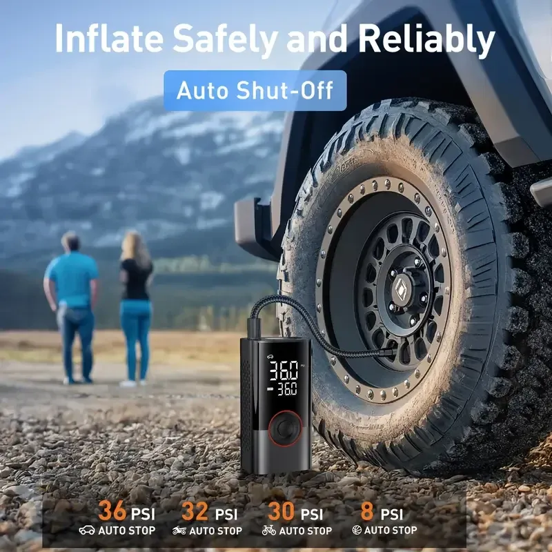 Pompe à air LEIBOO 150 PSI, gonfleur de pneus portable, compresseur d'air avec manomètre numérique pour voiture, vélo, moto, ballon 2