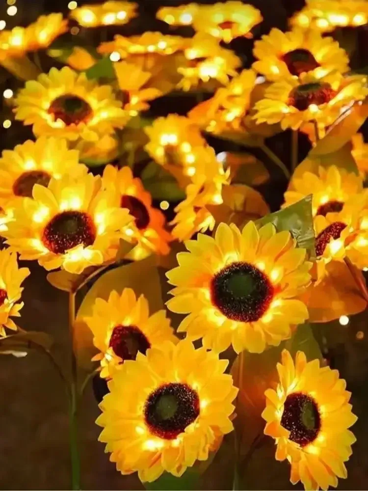 Lampe solaire tournesol étanche à LED pour l'extérieur, à piquer au sol, décoration de jardin et de cour 7
