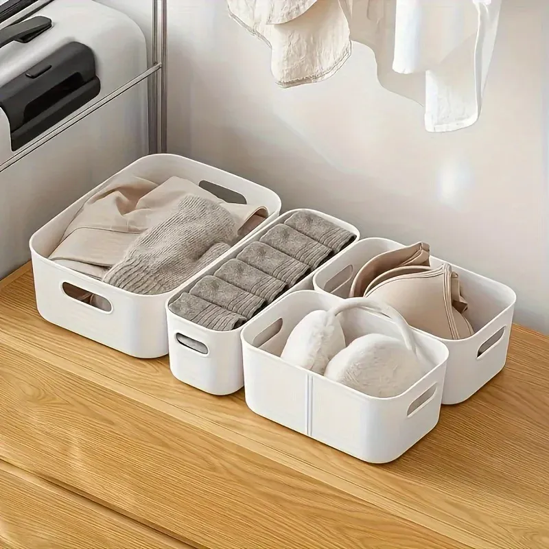 Coffret de rangement empilable 5 pièces, conteneurs organisateurs rectangulaires en plastique durable et réutilisable 5