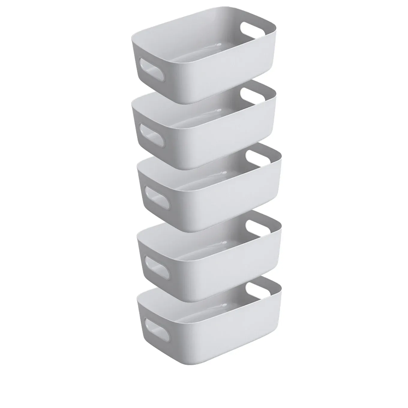 Coffret de rangement empilable 5 pièces, conteneurs organisateurs rectangulaires en plastique durable et réutilisable 9