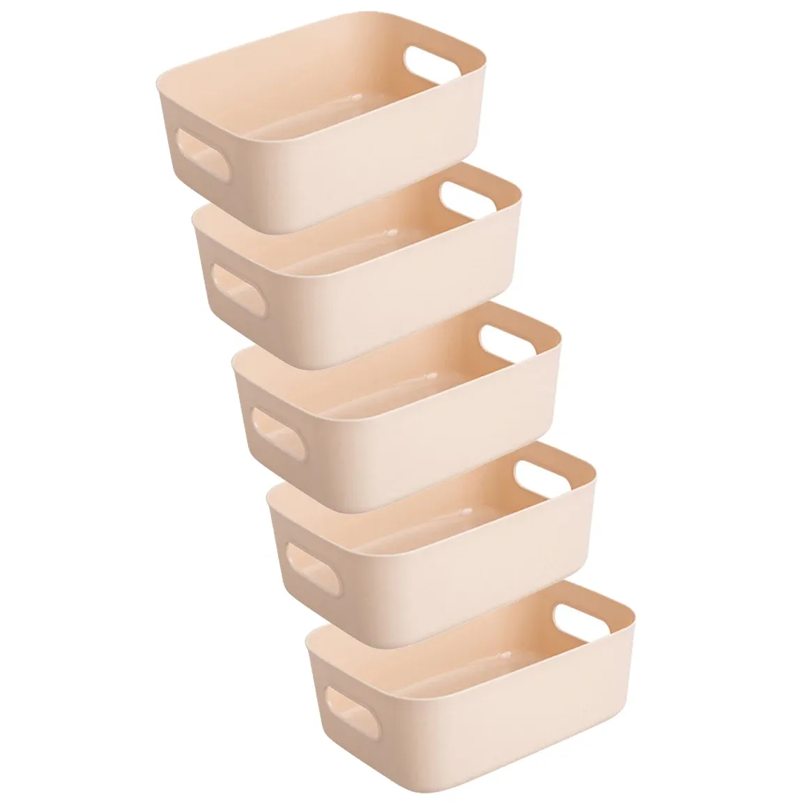 Coffret de rangement empilable 5 pièces, conteneurs organisateurs rectangulaires en plastique durable et réutilisable 8