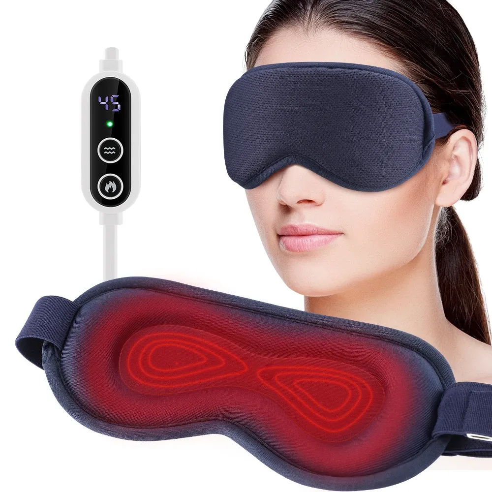 Masque chauffant 3D rechargeable pour les yeux secs, réglable, avec massage thermique, soulage la fatigue oculaire, idéal pour le bureau, la maison et le sommeil 8